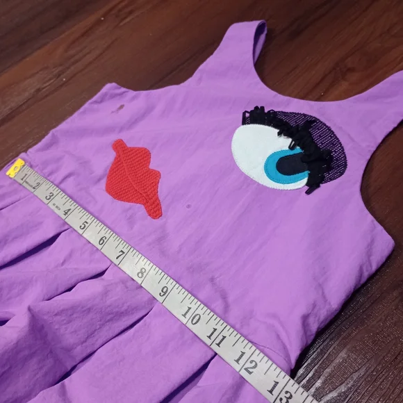 Vintage Chocolate Soup Face Eye Lip Applique Dress - Picture 7 of 10